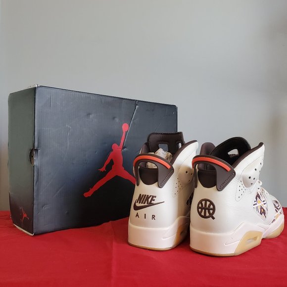 Air Jordan Retro 6 Sail/ Baroque Brown Team Orange WITH BOX - Picture 2 of 3